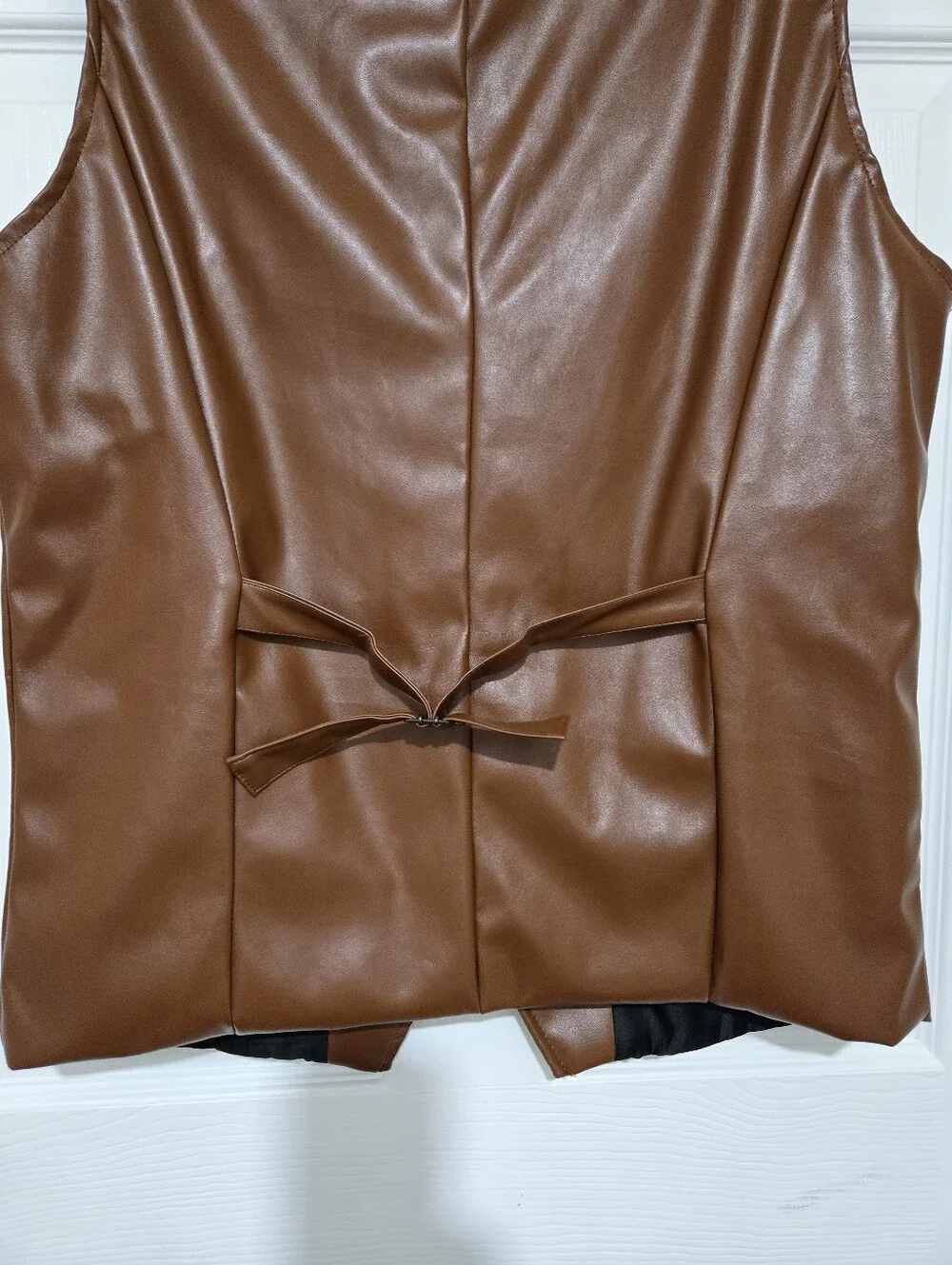 Lars Amadeus Brown Faux Leather Vest Men's Size L Western Biker Retro